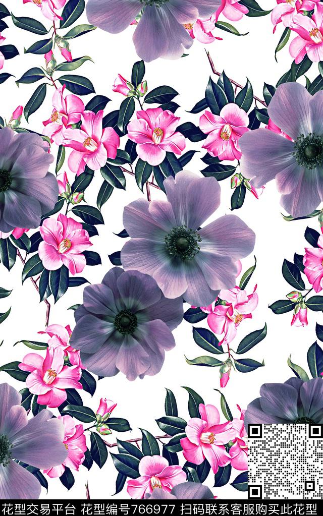 抽象手绘水彩画植物花卉数码印花时尚潮流女装裙子花朵印花欧美复古大牌女装夹克外套印花数码印花华亿平台下载（图片编号: 766977） - 瓦栏（Walan）