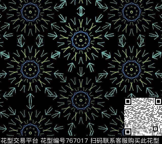 圆形波点圆点传统印花华亿平台下载（图片编号: 767017） - 瓦栏（Walan）