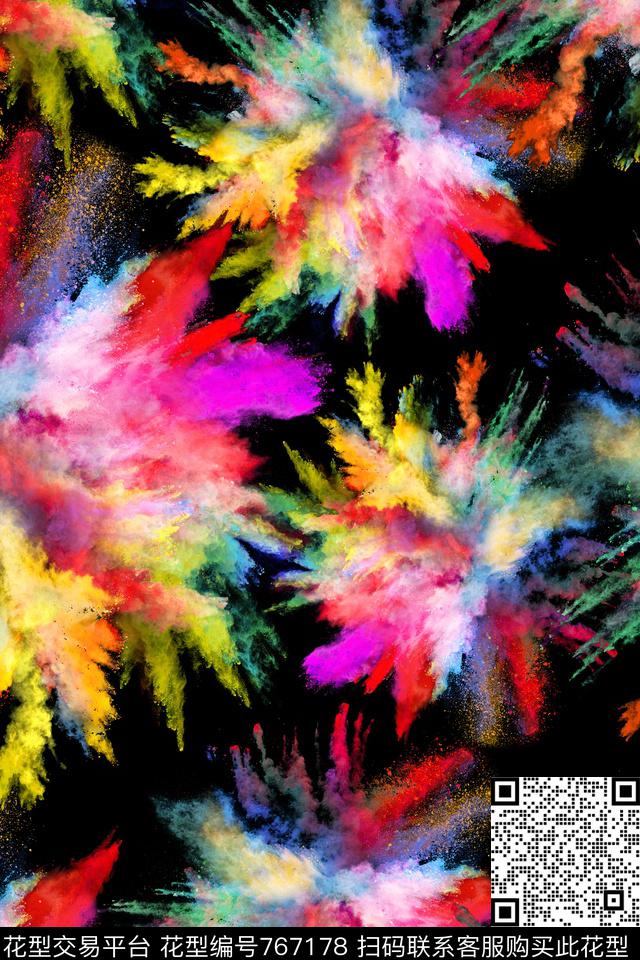 彩粉喷溅大华亿平台数码印花华亿平台下载（图片编号: 767178） - 瓦栏（Walan）