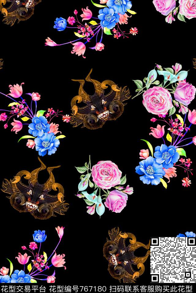 高贵花卉典雅数码印花华亿平台下载（图片编号: 767180） - 瓦栏（Walan）