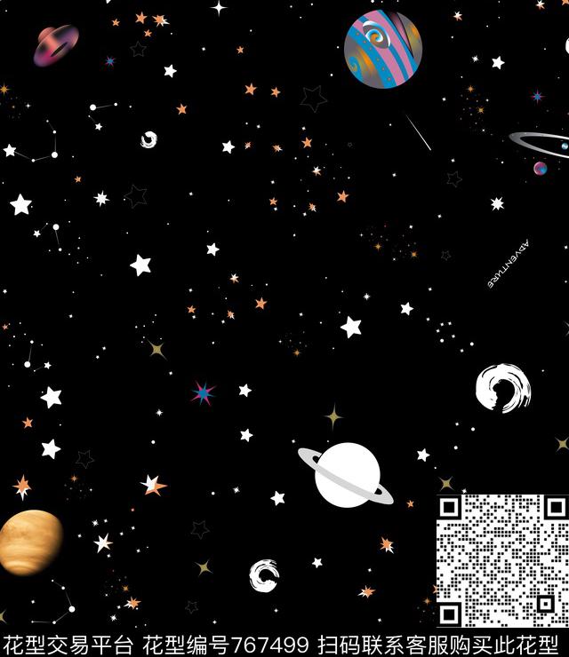 趣味创意星空数码印花华亿平台下载（图片编号: 767499） - 瓦栏（Walan）