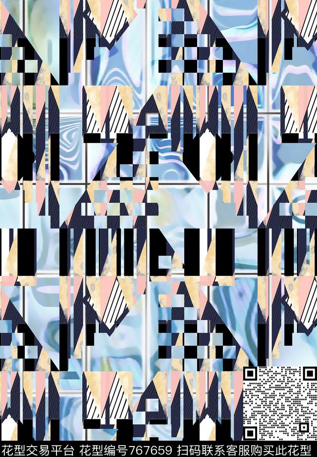 玻璃肌理条格数码印花华亿平台下载（图片编号: 767659） - 瓦栏（Walan）