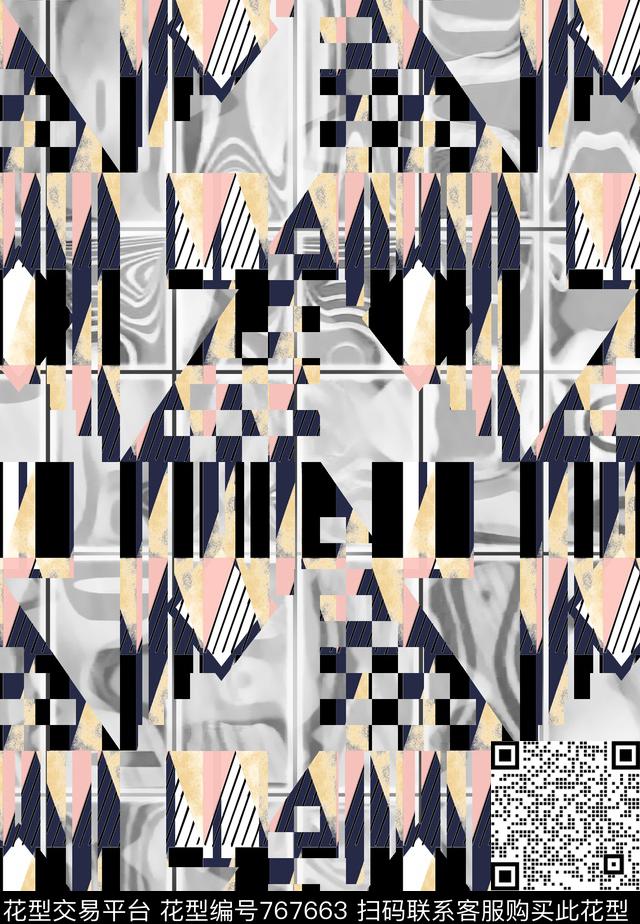 玻璃肌理条格数码印花华亿平台下载（图片编号: 767663） - 瓦栏（Walan）