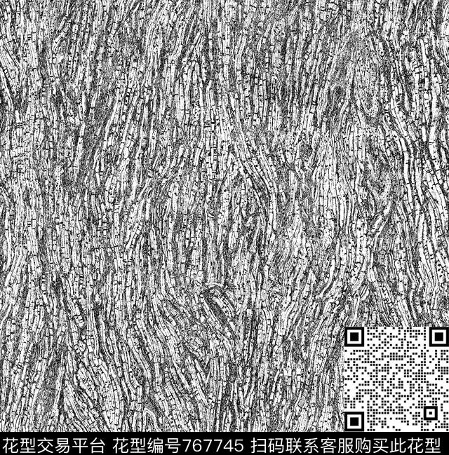 黑白花黑底复古数码印花华亿平台下载（图片编号: 767745） - 瓦栏（Walan）