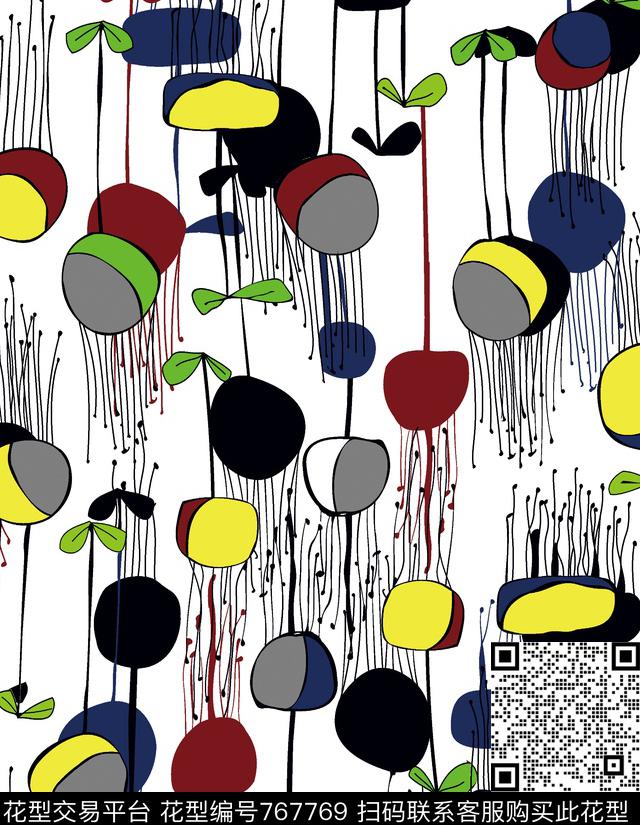 趣味欧式卡通手绘花。传统印花华亿平台下载（图片编号: 767769） - 瓦栏（Walan）