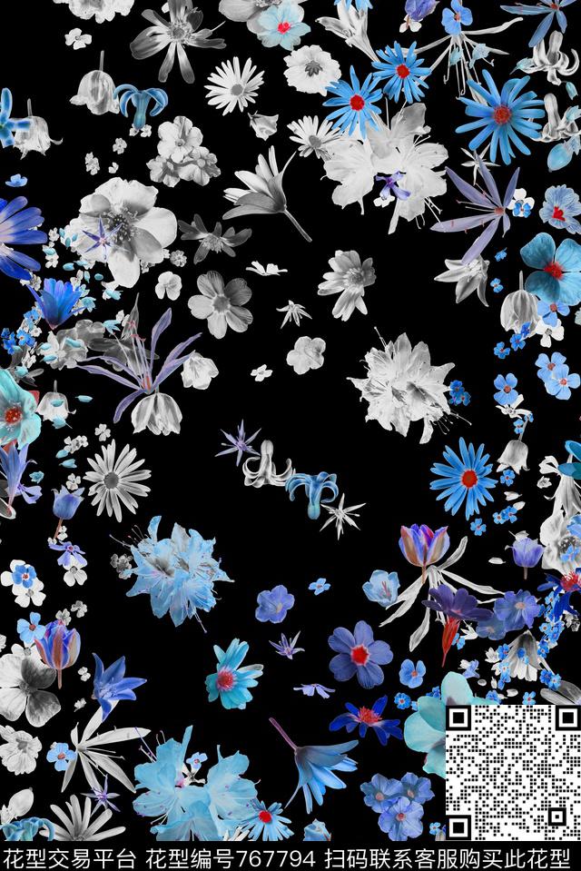 小碎花菊花数码印花华亿平台下载（图片编号: 767794） - 瓦栏（Walan）