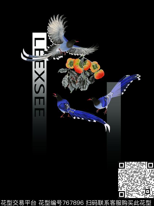 潮流图案男装数码印花喜鹊数码印花华亿平台下载（图片编号: 767896） - 瓦栏（Walan）