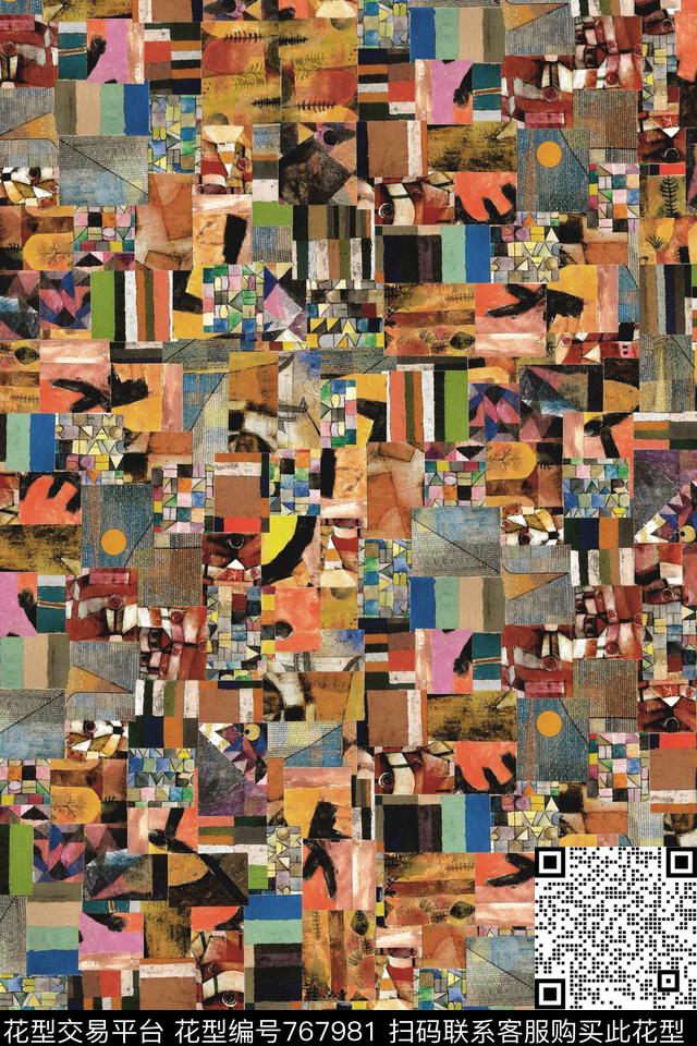 格子分形艺术民族风数码印花华亿平台下载（图片编号: 767981） - 瓦栏（Walan）