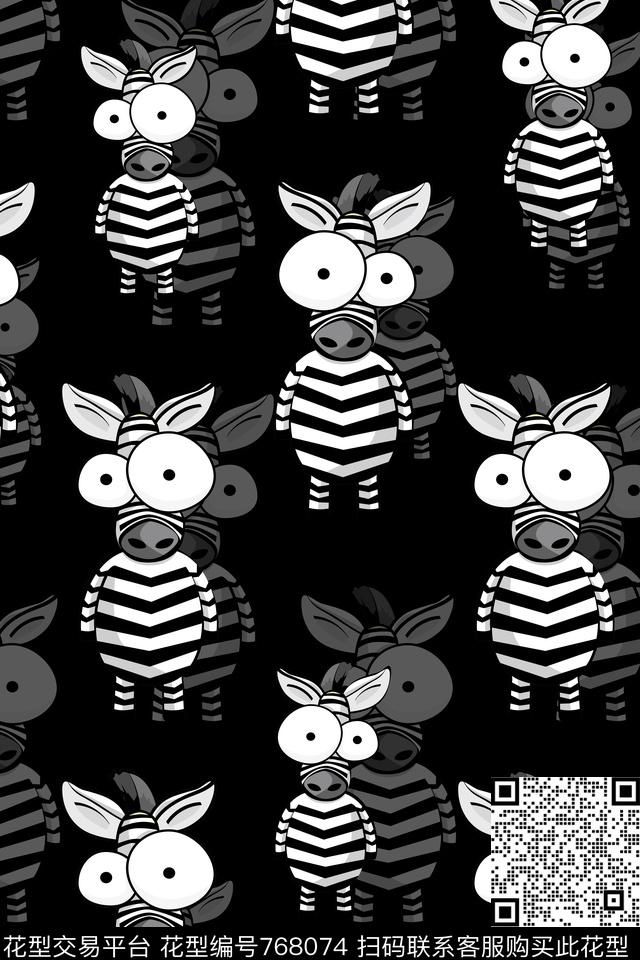 可爱抽象抽象斑马卡通数码印花华亿平台下载（图片编号: 768074） - 瓦栏（Walan）
