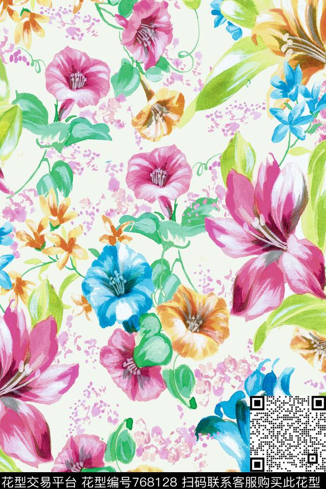 花朵花卉数码印花华亿平台下载（图片编号: 768128） - 瓦栏（Walan）