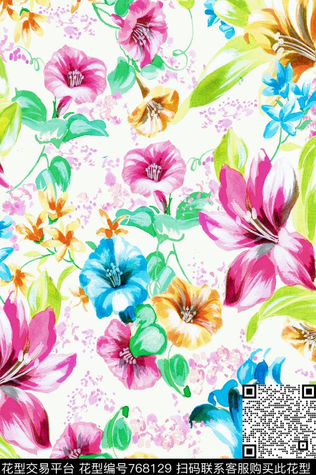 花朵花卉数码印花华亿平台下载（图片编号: 768129） - 瓦栏（Walan）