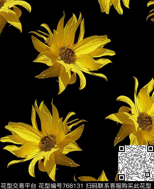 丝巾女装家纺花卉时尚数码印花华亿平台下载（图片编号: 768131） - 瓦栏（Walan）