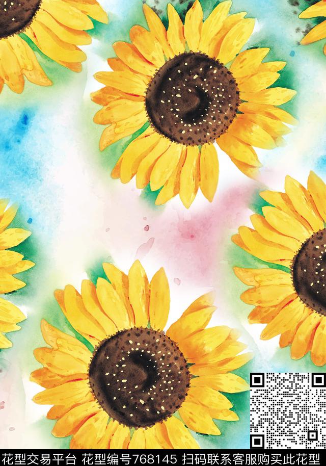 丝巾女装家纺花卉时尚数码印花华亿平台下载（图片编号: 768145） - 瓦栏（Walan）