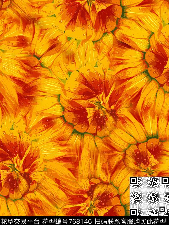 丝巾女装家纺花卉时尚传统印花华亿平台下载（图片编号: 768146） - 瓦栏（Walan）