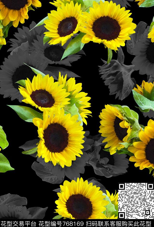 丝巾女装家纺花卉时尚数码印花华亿平台下载（图片编号: 768169） - 瓦栏（Walan）