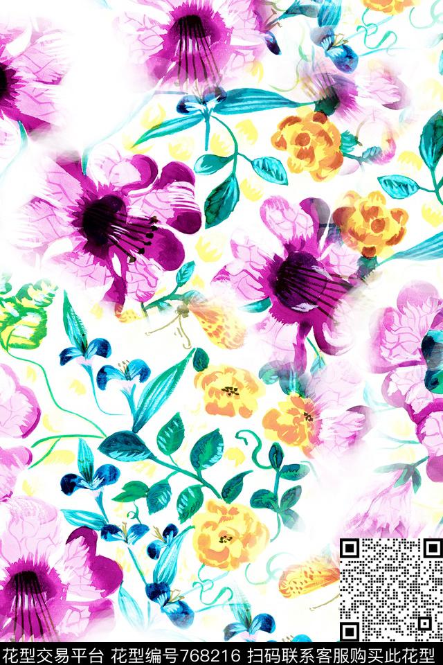 花朵花卉数码印花华亿平台下载（图片编号: 768216） - 瓦栏（Walan）