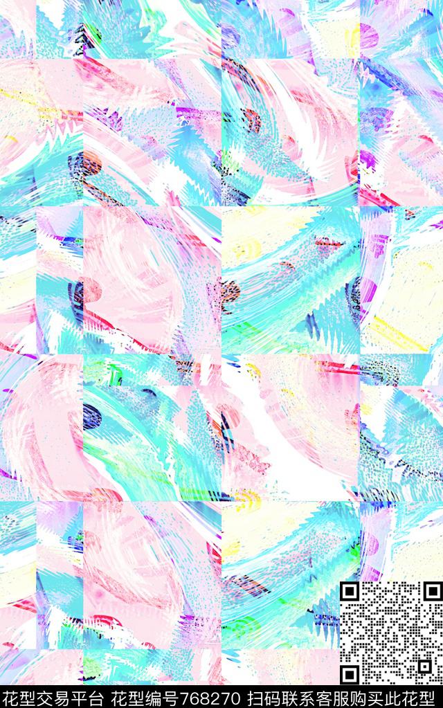 几何水彩不规则几何数码印花华亿平台下载（图片编号: 768270） - 瓦栏（Walan）