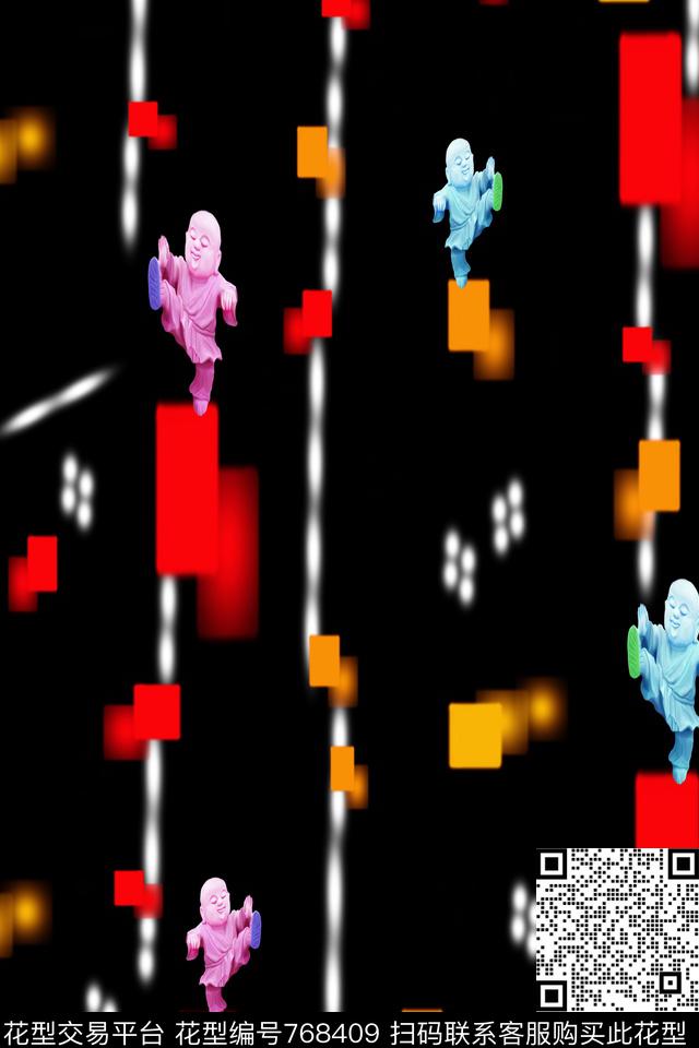 抽象几何太极外套T恤数码印花华亿平台下载（图片编号: 768409） - 瓦栏（Walan）