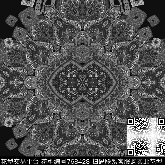 大方巾对称花丝巾传统印花华亿平台下载（图片编号: 768428） - 瓦栏（Walan）