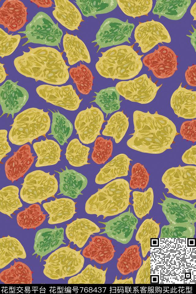 火龙果趣味水果造型传统印花华亿平台下载（图片编号: 768437） - 瓦栏（Walan）
