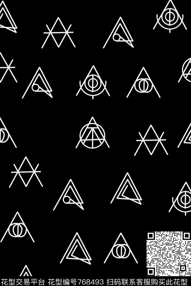 三角形不规则几何线条数码印花华亿平台下载（图片编号: 768493） - 瓦栏（Walan）