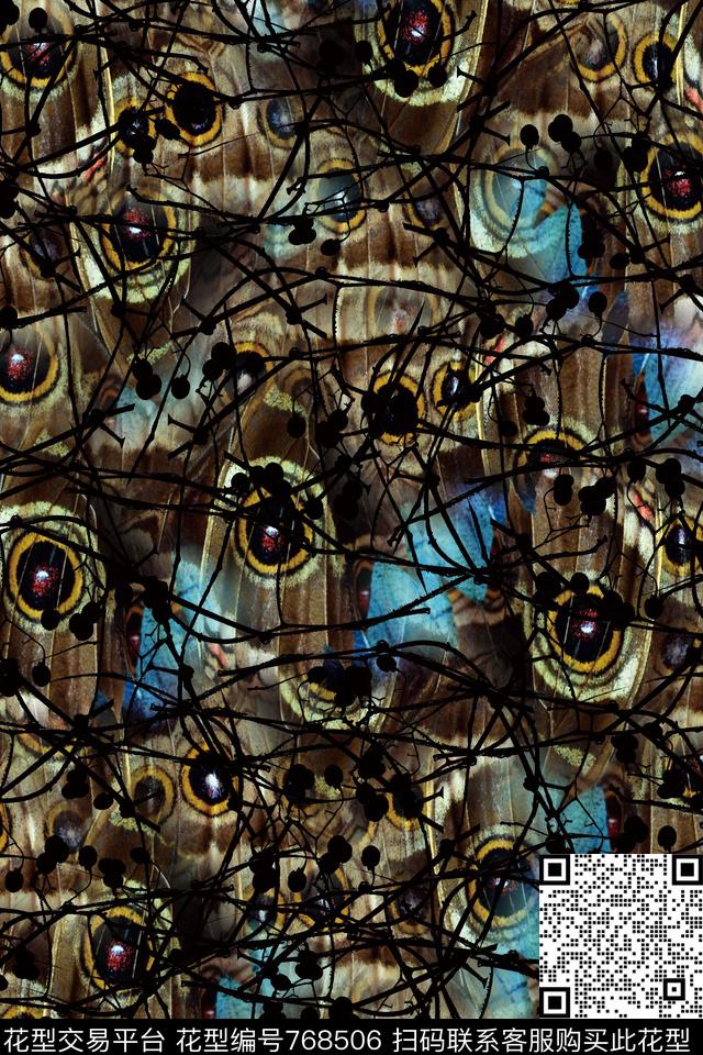 蝶衣蝶翼斑斓数码印花华亿平台下载（图片编号: 768506） - 瓦栏（Walan）