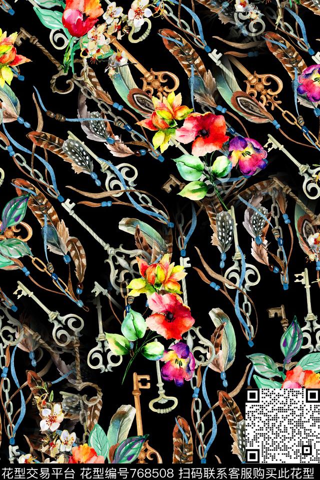 花瓣方格花卉数码印花华亿平台下载（图片编号: 768508） - 瓦栏（Walan）