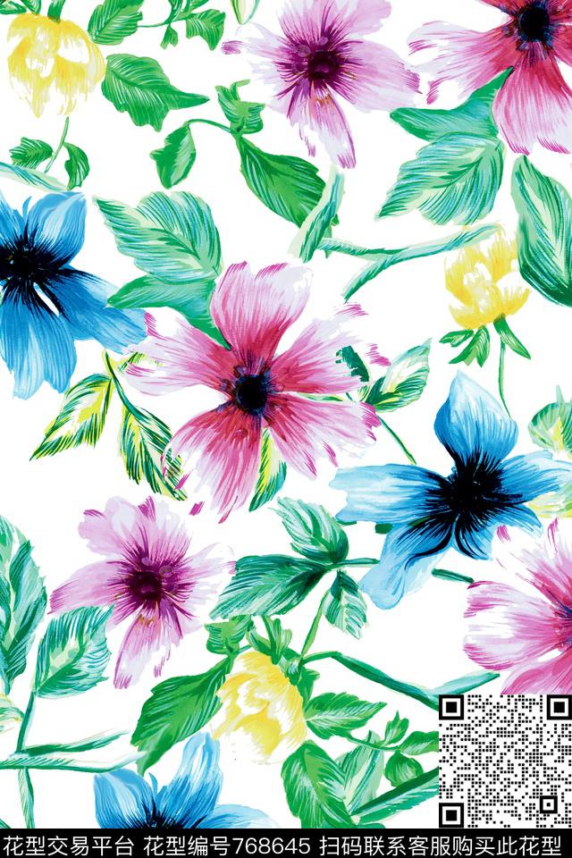 花卉花朵数码印花华亿平台下载（图片编号: 768645） - 瓦栏（Walan）