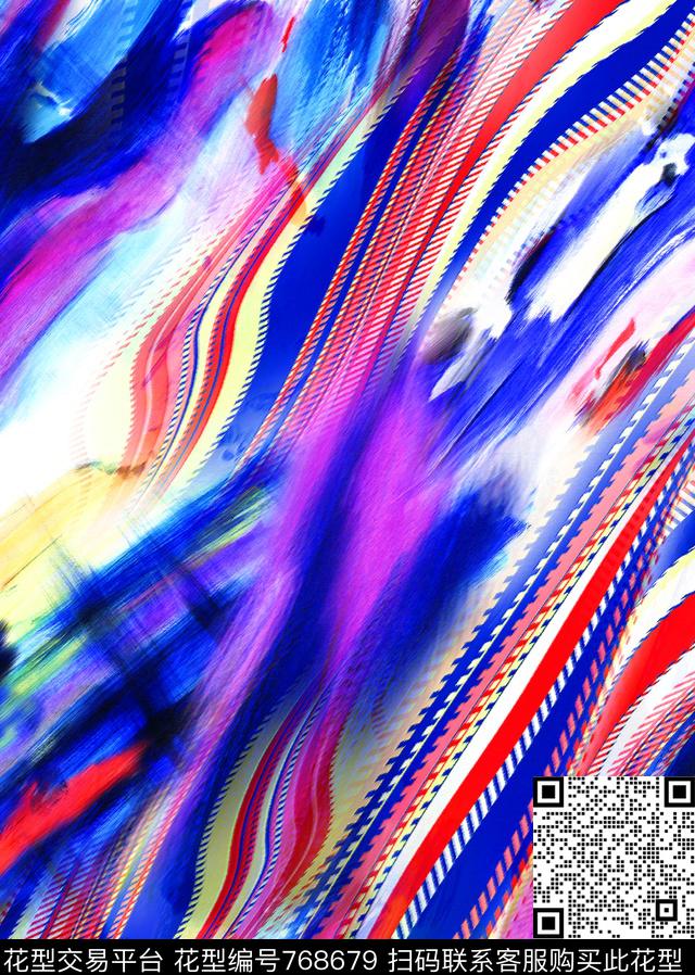 纹理手绘抽象数码印花华亿平台下载（图片编号: 768679） - 瓦栏（Walan）