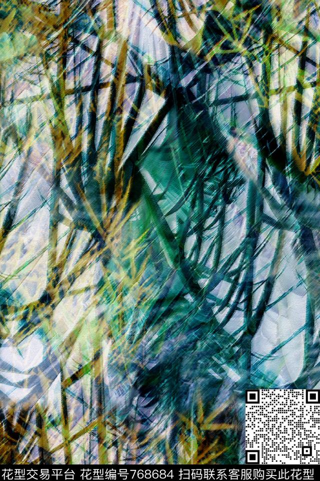 竹叶数码印花华亿平台下载（图片编号: 768684） - 瓦栏（Walan）