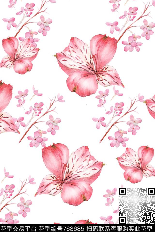 花卉花朵数码印花华亿平台下载（图片编号: 768685） - 瓦栏（Walan）