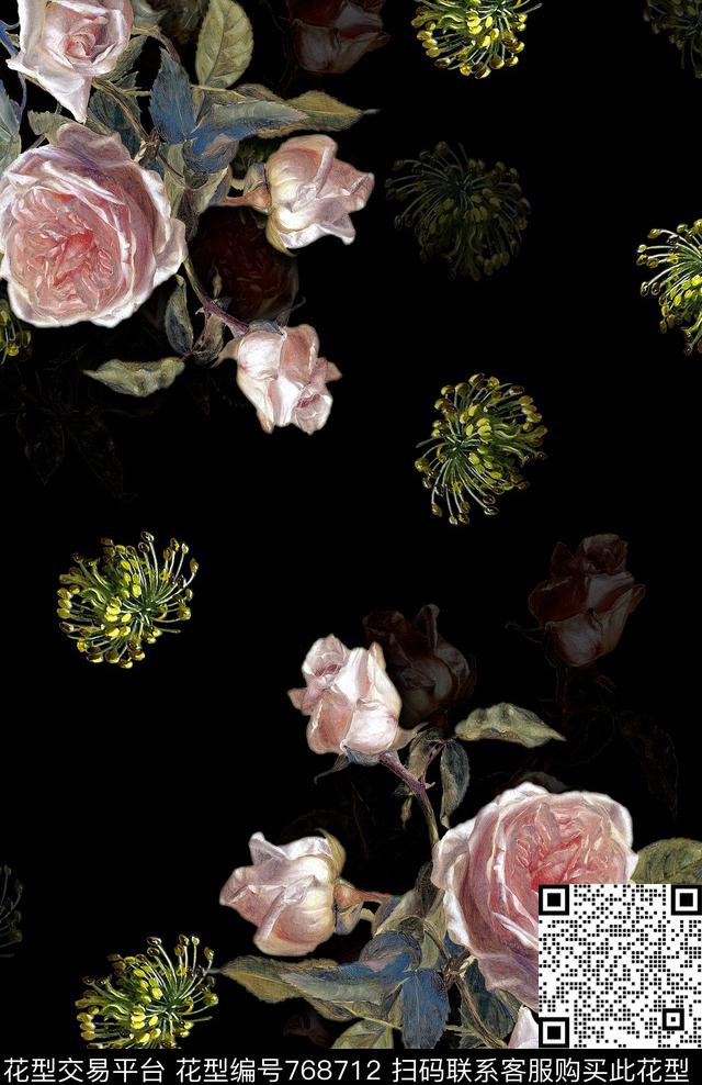 花卉女装定位花数码印花华亿平台下载（图片编号: 768712） - 瓦栏（Walan）