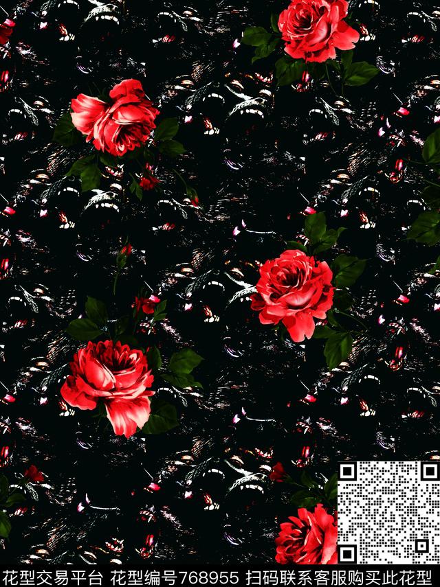 欧美玫瑰纪梵希数码印花华亿平台下载（图片编号: 768955） - 瓦栏（Walan）