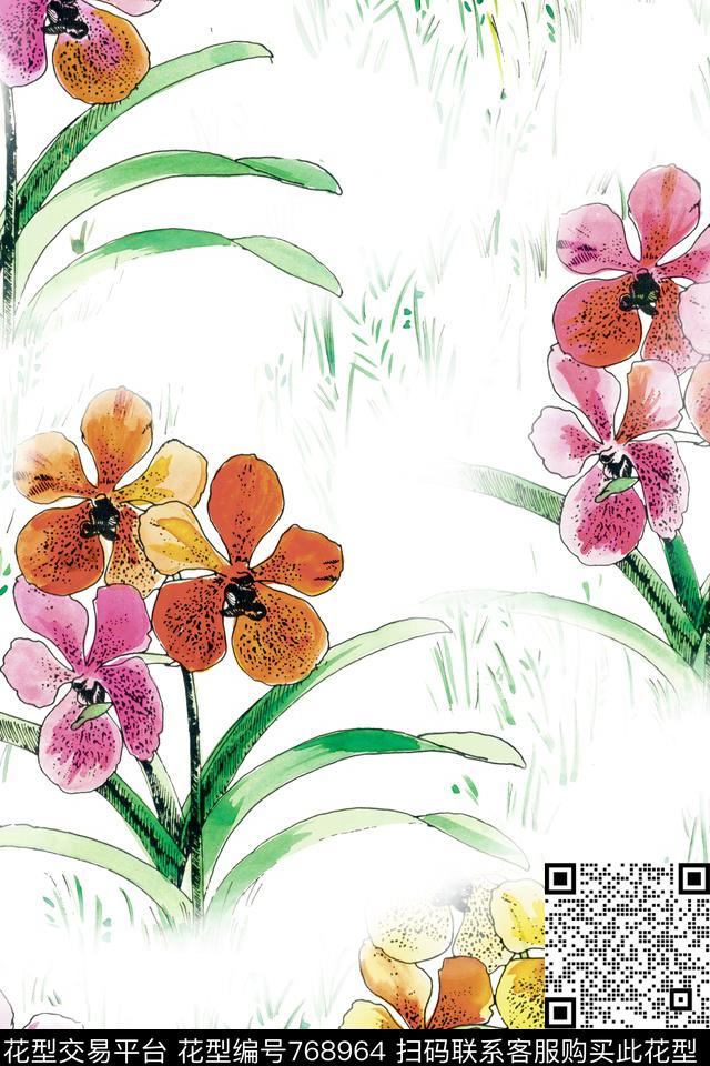 花卉花朵数码印花华亿平台下载（图片编号: 768964） - 瓦栏（Walan）