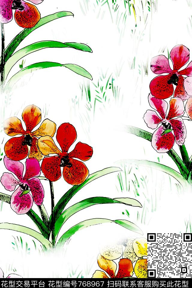 花卉花朵数码印花华亿平台下载（图片编号: 768967） - 瓦栏（Walan）