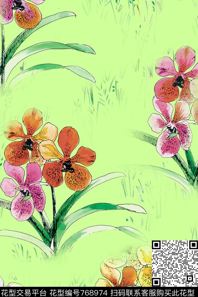 花卉花朵数码印花华亿平台下载（图片编号: 768974） - 瓦栏（Walan）