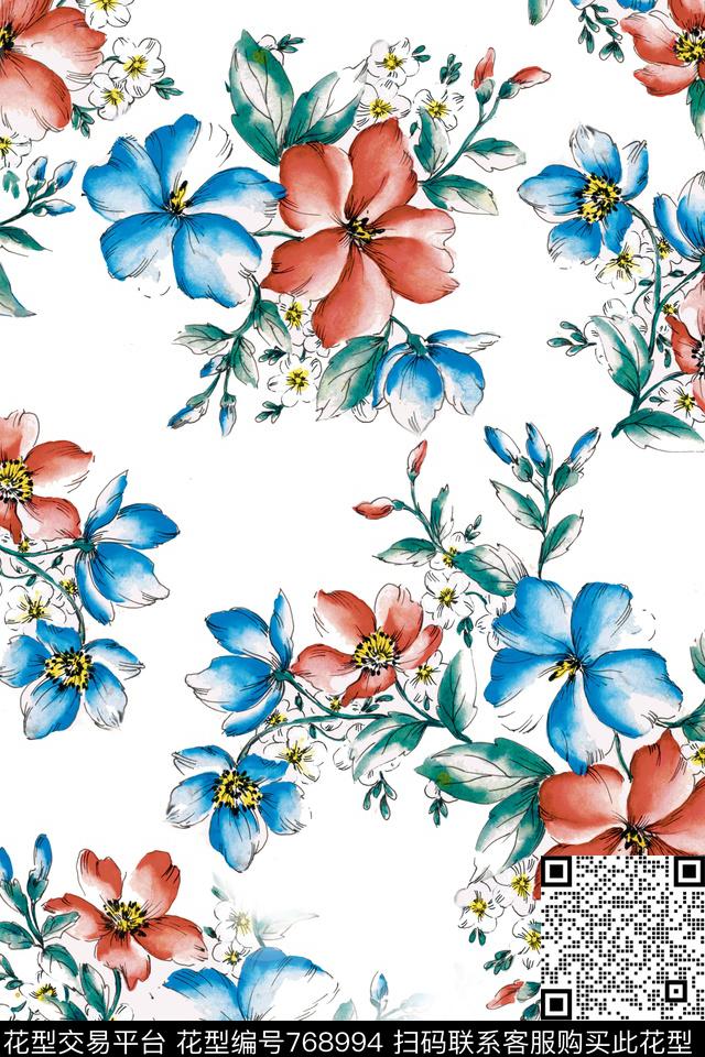 花卉花朵数码印花华亿平台下载（图片编号: 768994） - 瓦栏（Walan）