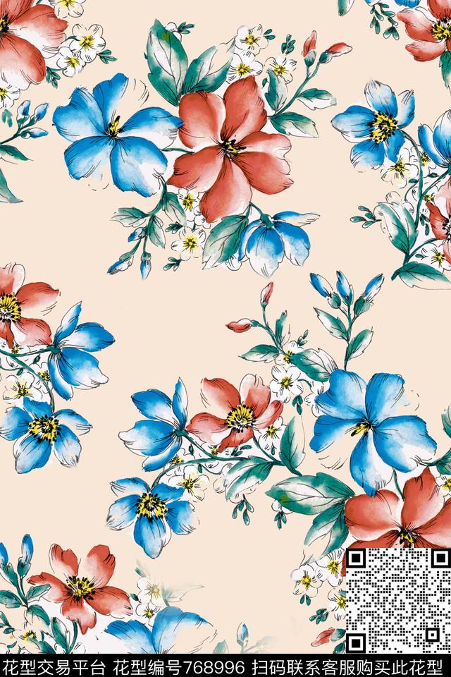 花卉花朵迪拜花卉数码印花华亿平台下载（图片编号: 768996） - 瓦栏（Walan）