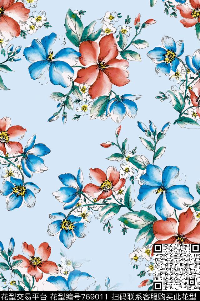 花卉花朵数码印花华亿平台下载（图片编号: 769011） - 瓦栏（Walan）