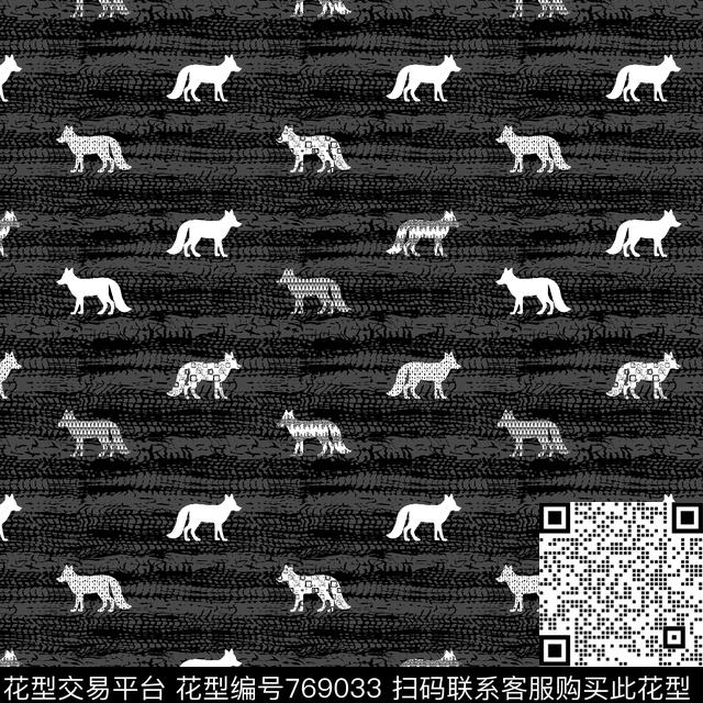 横条条纹狼传统印花华亿平台下载（图片编号: 769033） - 瓦栏（Walan）