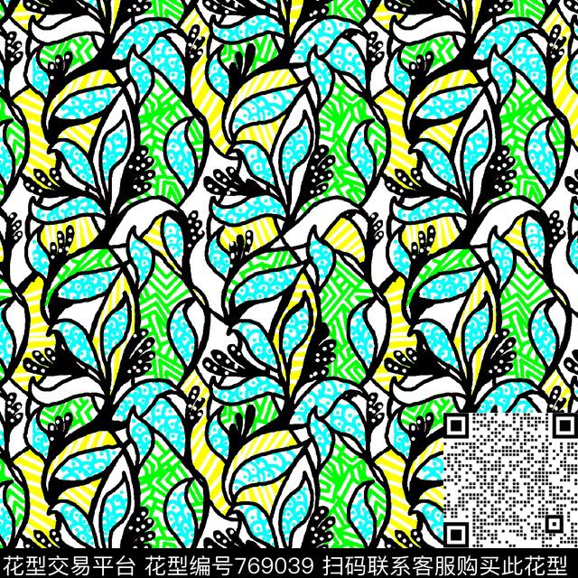 叶子花卉女装传统印花华亿平台下载（图片编号: 769039） - 瓦栏（Walan）