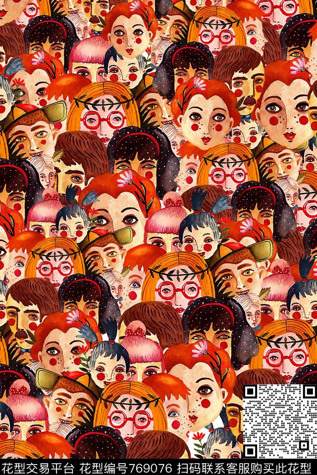 插画童装卡通数码印花华亿平台下载（图片编号: 769076） - 瓦栏（Walan）