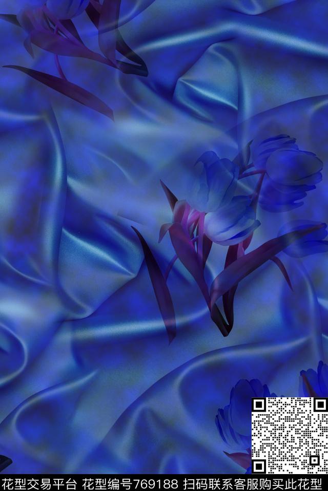 大花花朵花卉数码印花华亿平台下载（图片编号: 769188） - 瓦栏（Walan）