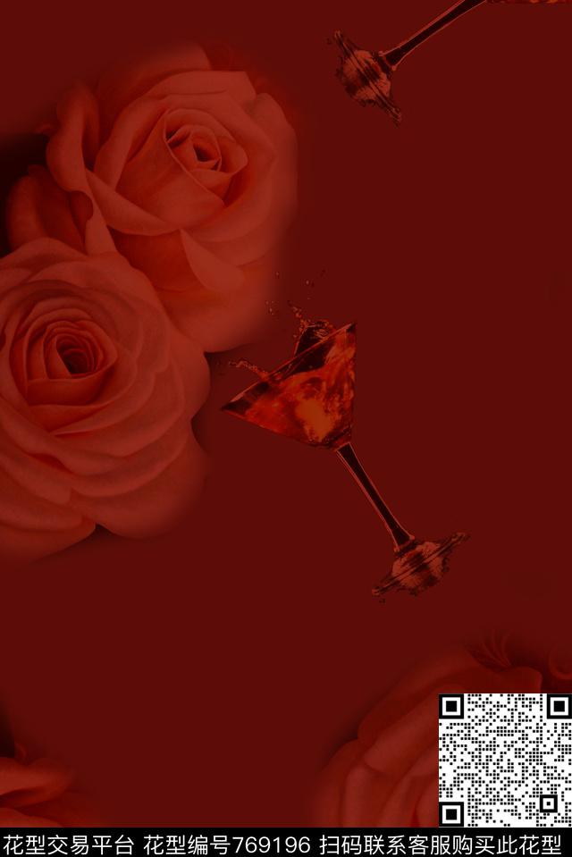 大花花朵花卉数码印花华亿平台下载（图片编号: 769196） - 瓦栏（Walan）