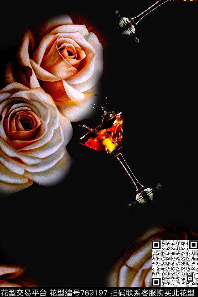 大花花朵花卉数码印花华亿平台下载（图片编号: 769197） - 瓦栏（Walan）