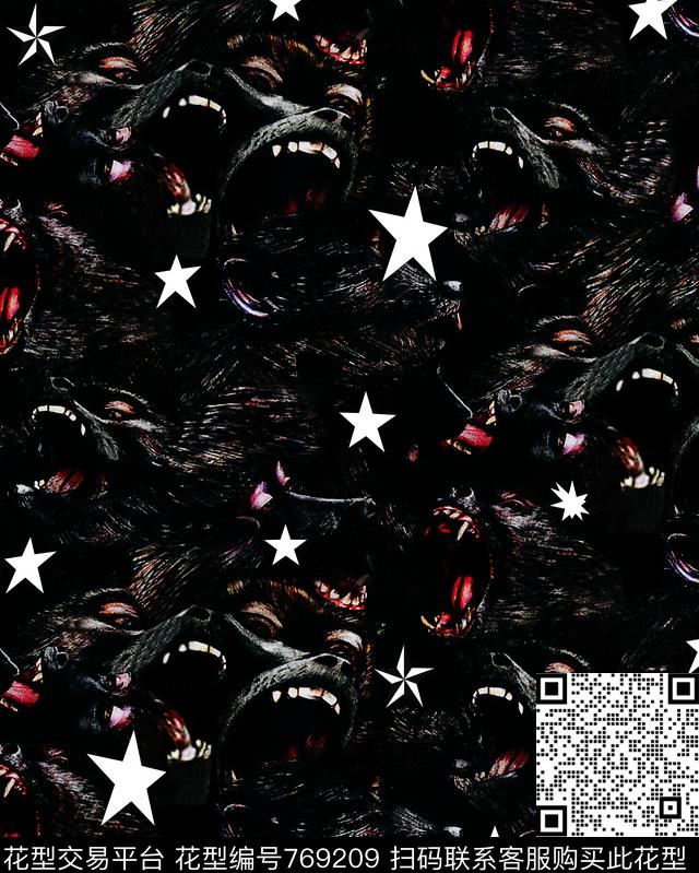 欧美抽象潮牌数码印花华亿平台下载（图片编号: 769209） - 瓦栏（Walan）