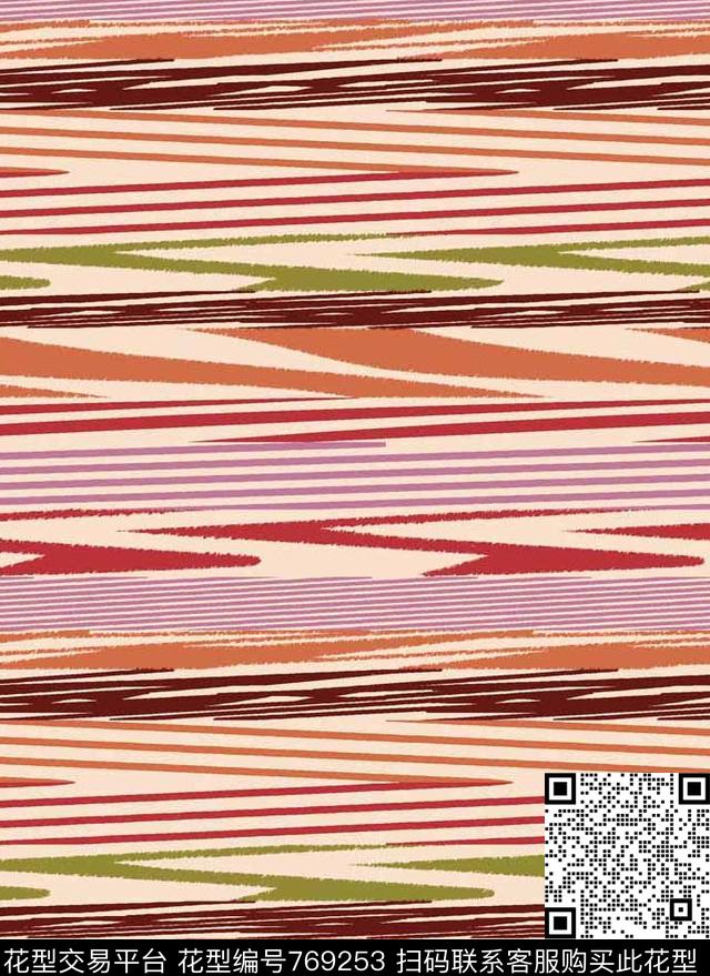 曲线波浪条纹条纹传统印花华亿平台下载（图片编号: 769253） - 瓦栏（Walan）