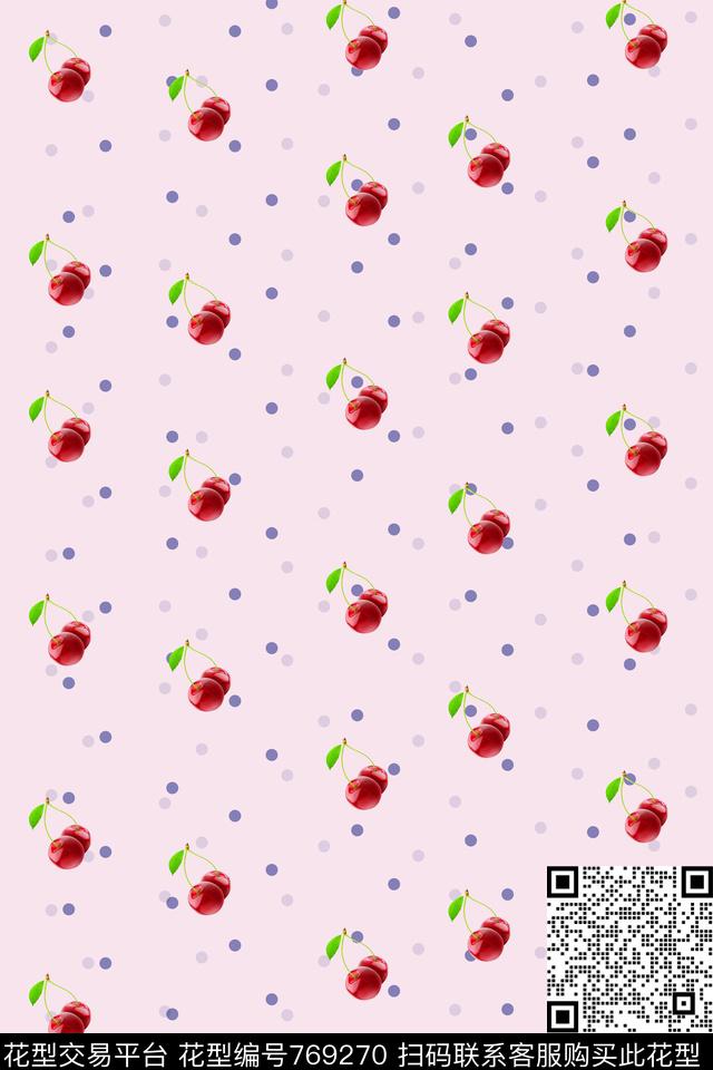 樱桃水果清新数码印花华亿平台下载（图片编号: 769270） - 瓦栏（Walan）