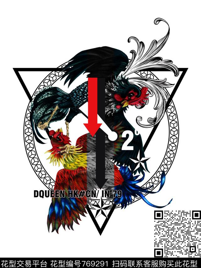 公鸡抽象潮牌数码印花华亿平台下载（图片编号: 769291） - 瓦栏（Walan）