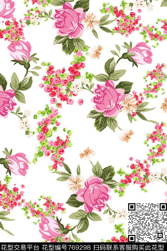 花卉大花花朵传统印花华亿平台下载（图片编号: 769298） - 瓦栏（Walan）